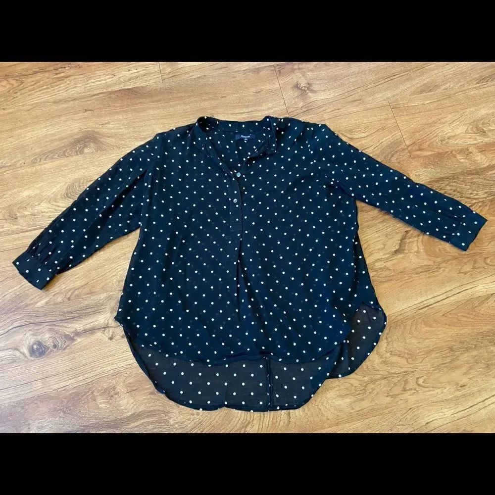 Madewell black polka dot loose blouse